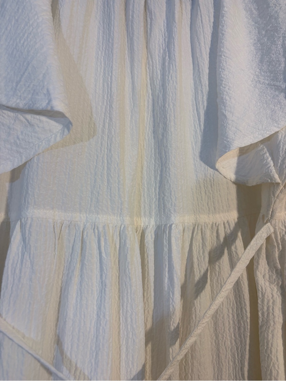 Calvin Klein Cream Tiered Midi Dress with Flutter Sleeves - Picture 5 of 7